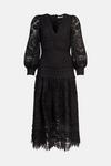 Warehouse Lace Long Sleeve Tiered Midi Dress thumbnail 4