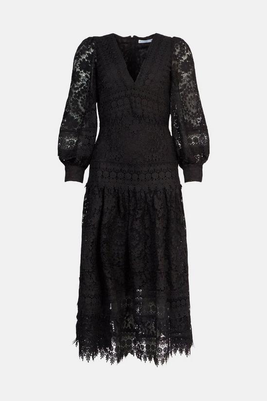 Warehouse Lace Long Sleeve Tiered Midi Dress 4