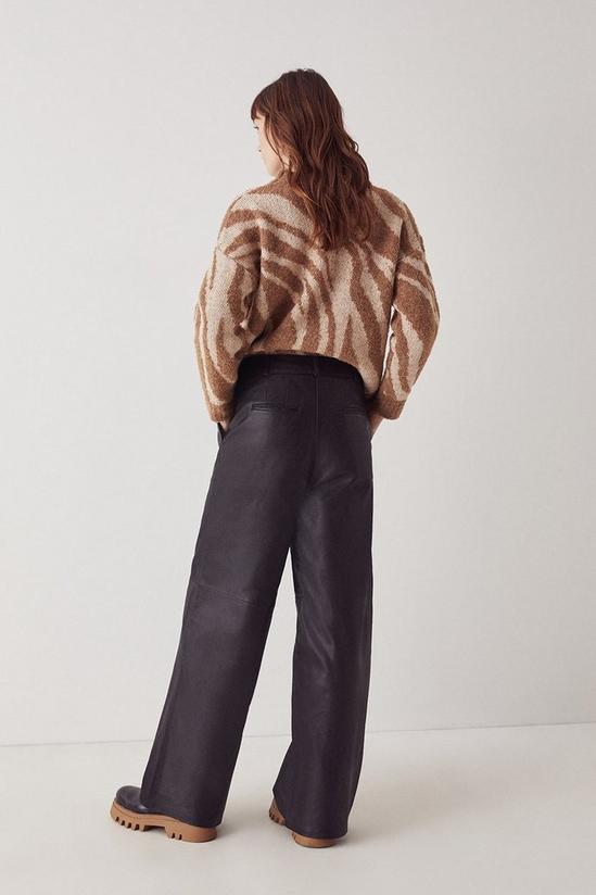 Warehouse Real Leather Pleat Front Wide Leg Trouser 3