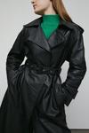 Warehouse Real Leather Long Line Trench Coat thumbnail 1