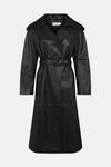 Warehouse Real Leather Long Line Trench Coat thumbnail 4