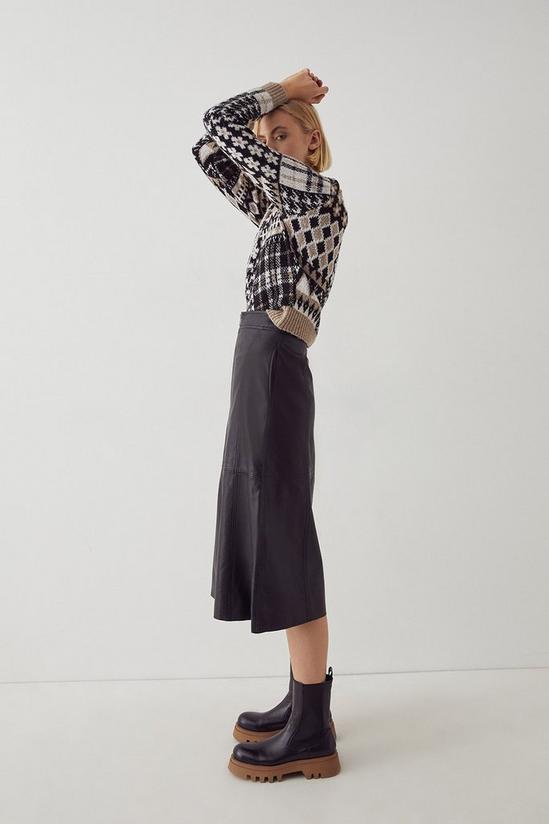 Warehouse Real Leather Zip Front Midi Skirt 2