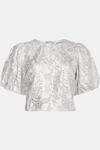 Warehouse Sparkle Puff Sleeve Tie Back Top thumbnail 4