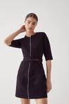 Warehouse Compact Ponte Belted Zip Dress thumbnail 1