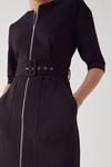 Warehouse Compact Ponte Belted Zip Dress thumbnail 2
