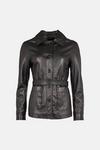 Warehouse Real Leather Button Through Belted Jacket thumbnail 4