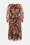 Warehouse Belted Pleat Midi Dress In Floral thumbnail 4
