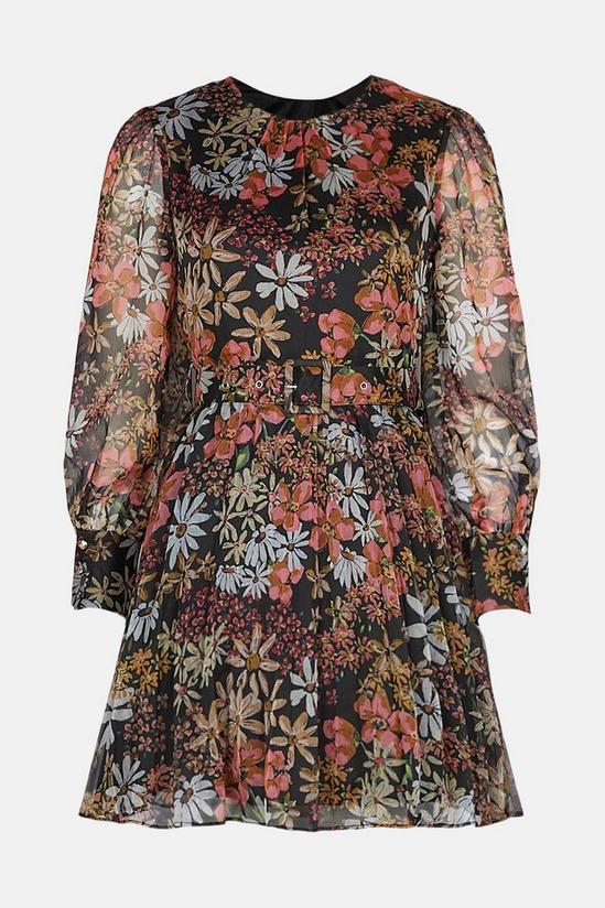 Warehouse Belted Pleat Mini Dress In Floral 4