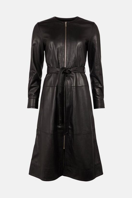 Warehouse Real Leather Zip Through Midi Dress 4