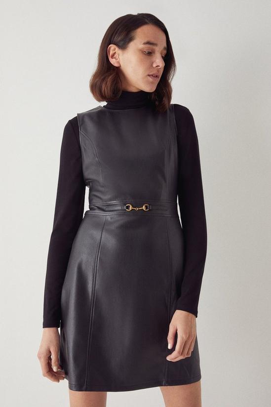 Warehouse Faux Leather Snaffle Detail Dress 1