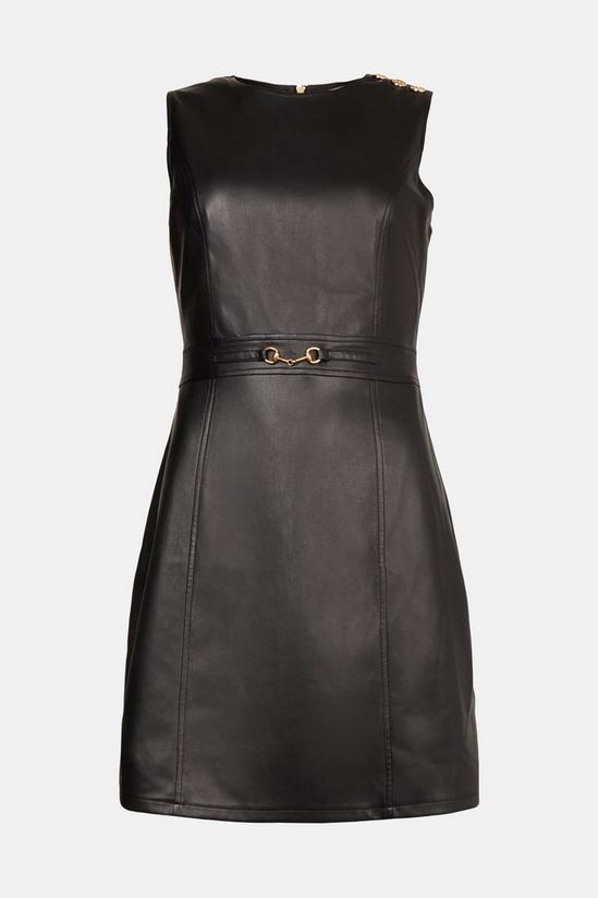 Warehouse Faux Leather Snaffle Detail Dress 4