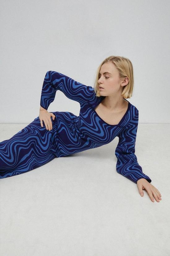 Warehouse Warped Jacquard Knit Midi Dress 1