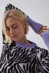 Warehouse Zebra Knit Jumper With Contrast Trim thumbnail 1
