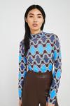 Warehouse Printed Soft Jersey Roll Neck Top thumbnail 1