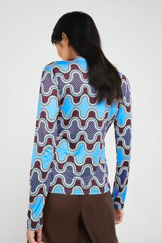 Warehouse Printed Soft Jersey Roll Neck Top 3