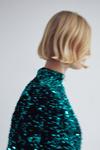 Warehouse Velvet Sequin Cut Out Back Puff Sleeve Top thumbnail 2