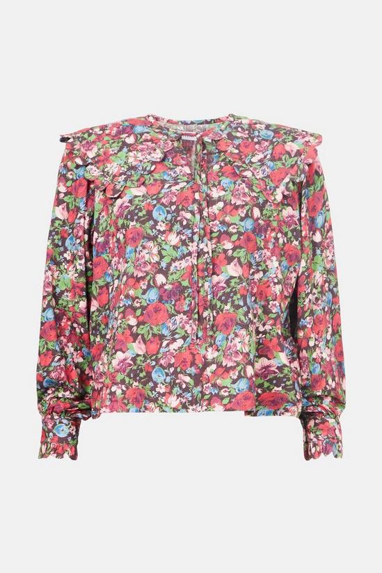 Warehouse Floral Scallop Collar Puff Sleeve Top 4
