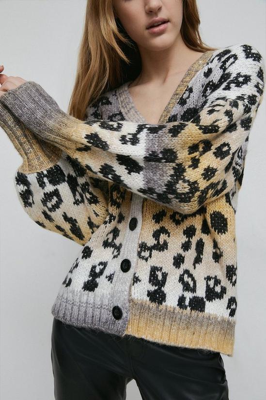Warehouse Ombre Animal Knit Cardigan 1