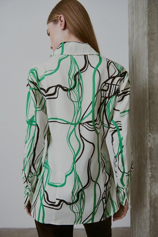 Warehouse Abstract Swirl Print Satin Crepe Slim Fit Shirt 3