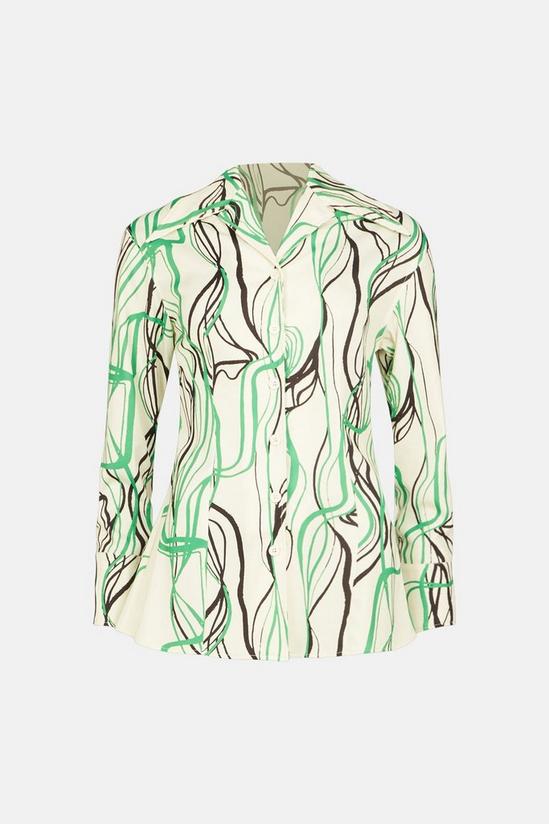 Warehouse Abstract Swirl Print Satin Crepe Slim Fit Shirt 4