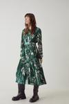 Warehouse Pleated Midi Belted Shirt Dress In Print thumbnail 1