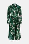 Warehouse Pleated Midi Belted Shirt Dress In Print thumbnail 4