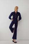 Warehouse Denim 70's Belted Utility Flare Jumpsuit thumbnail 1
