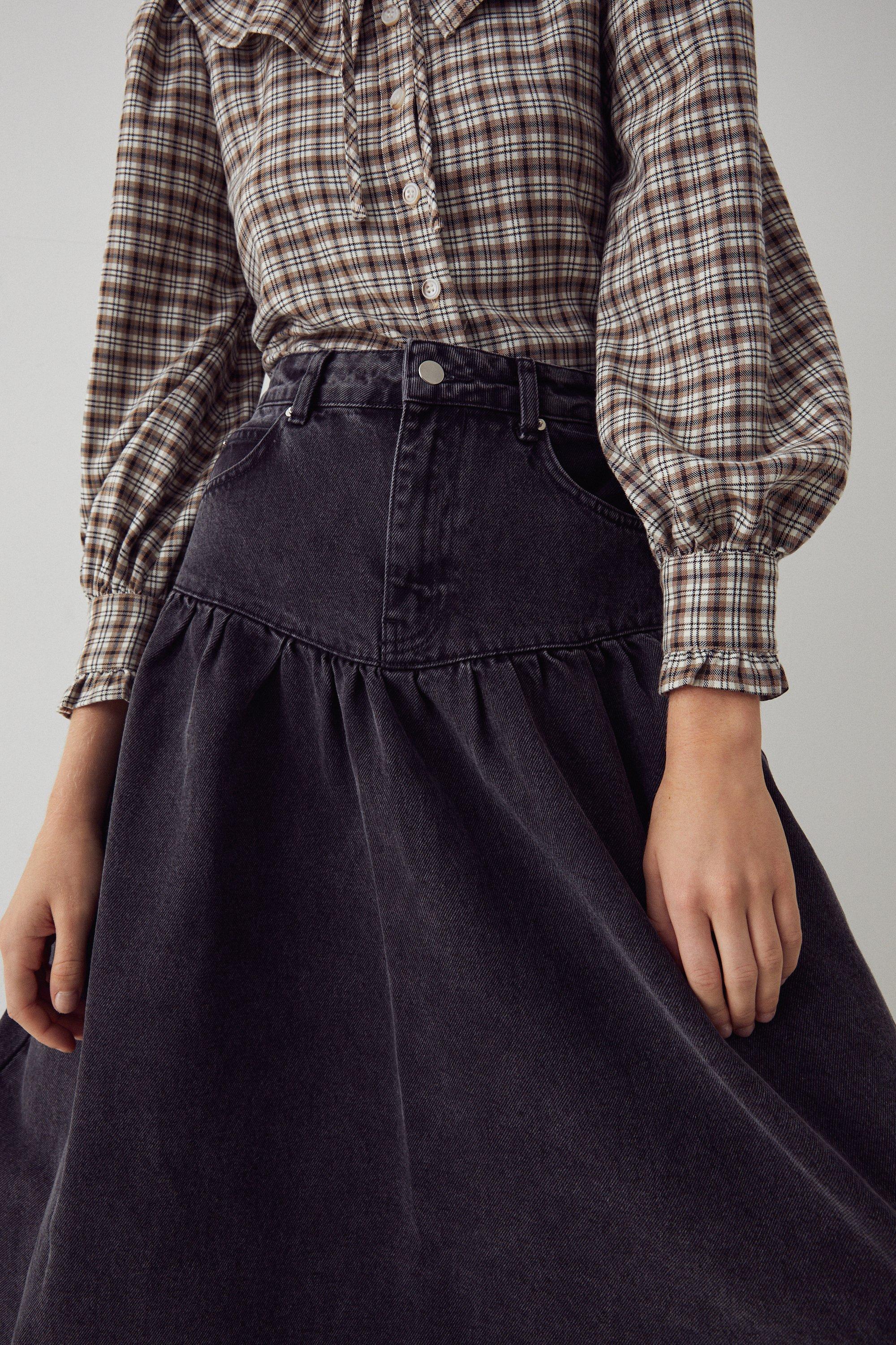 Warehouse black cheap denim skirt