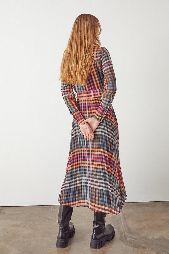 Warehouse Utility Pleated Shirt Midi Dress In Check 3