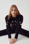Warehouse Embroidered Floral Diamond Stitch Knit Jumper thumbnail 2
