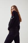 Warehouse Embroidered Floral Diamond Stitch Knit Jumper thumbnail 3