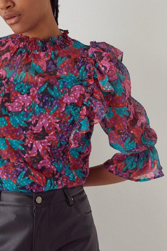 Warehouse Dobby Frill Blouse In Floral 2