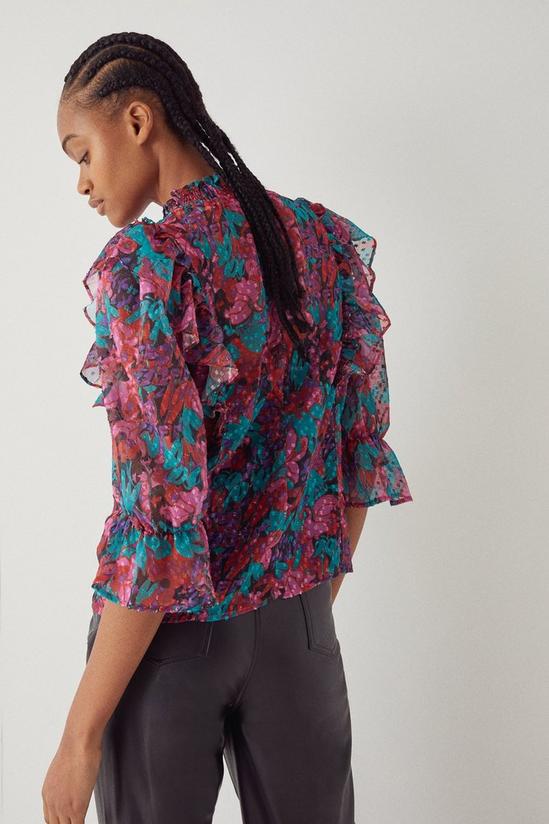 Warehouse Dobby Frill Blouse In Floral 3