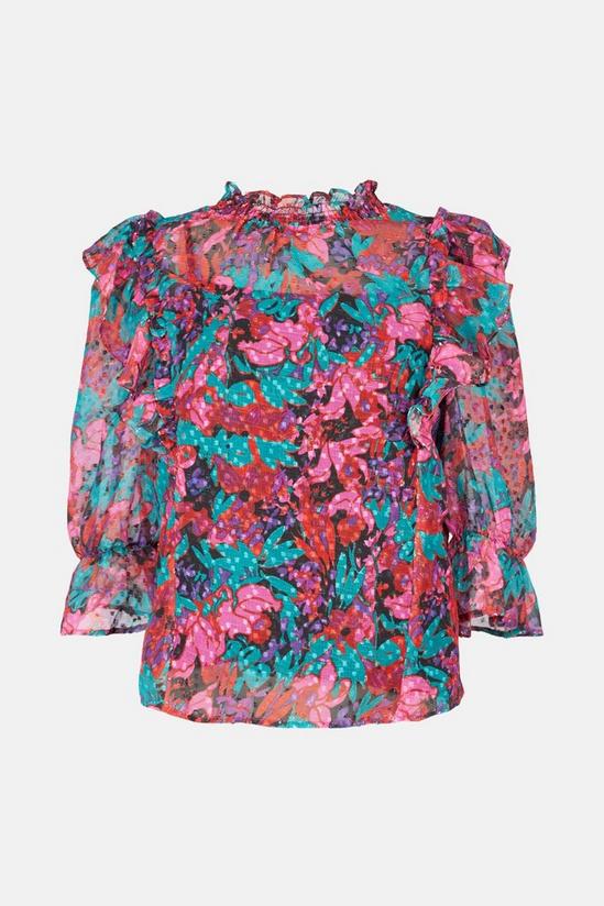 Warehouse Dobby Frill Blouse In Floral 4