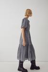 Warehouse Puff Sleeve Tiered Midi Dress In Check thumbnail 1