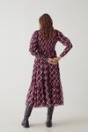 Warehouse Shirred Bodice Midi Dress In Dogtooth thumbnail 3