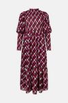 Warehouse Shirred Bodice Midi Dress In Dogtooth thumbnail 4