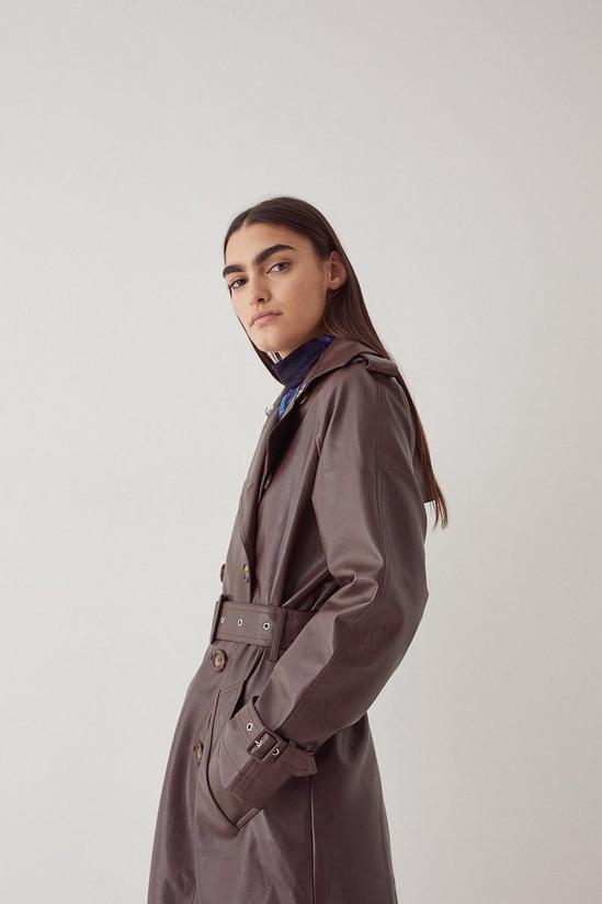 Warehouse Faux Leather Trench Coat 1