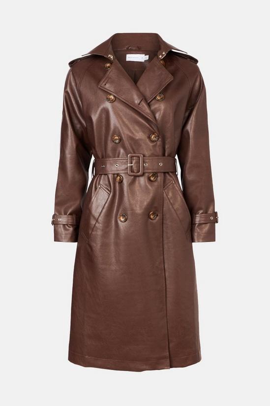 Warehouse Faux Leather Trench Coat 4