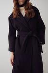 Warehouse Cosy Knit Back Belted Wrap Coat thumbnail 1