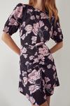 Warehouse Ruched Front Mini Dress In Floral thumbnail 2