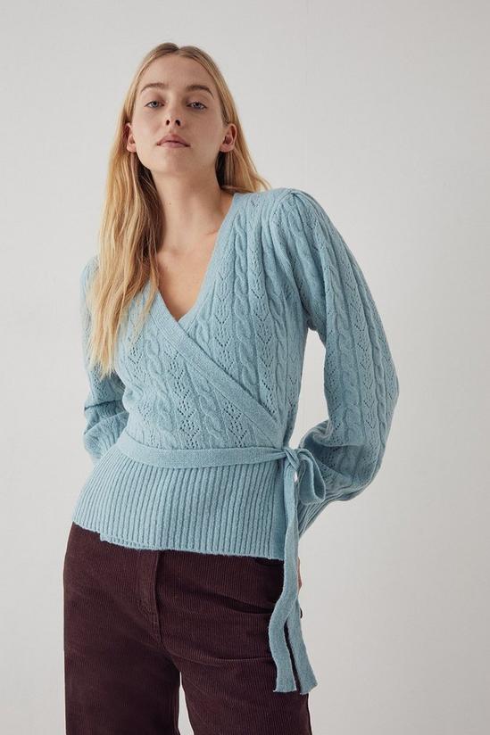 Warehouse Cable Pointelle Wrap Cardigan 2