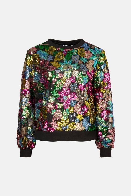 Warehouse Floral Sequin Sweat 4