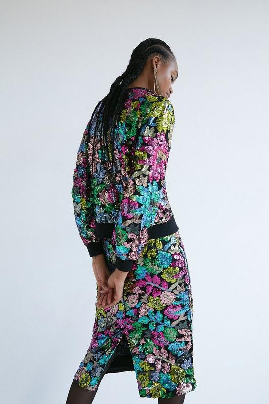 Warehouse Floral Sequin Midi Skirt 3