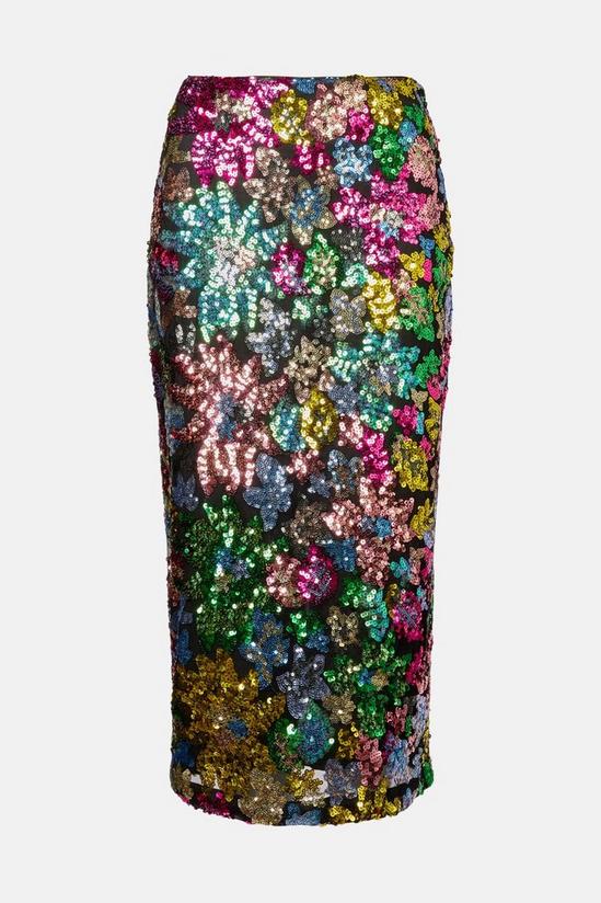 Warehouse Floral Sequin Midi Skirt 5