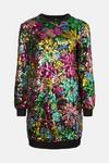 Warehouse Floral Sequin Sweatshirt Dress thumbnail 4