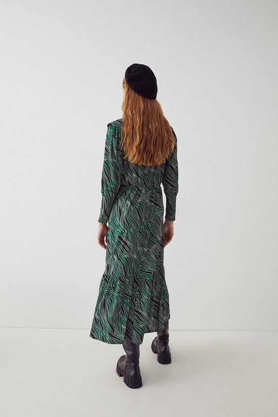 Warehouse Animal Print Jersey Scallop Collar Midi Dress 3