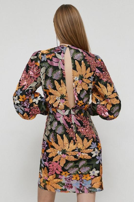 Warehouse Floral Embroidery Sequin Wrap Mini Dress 3