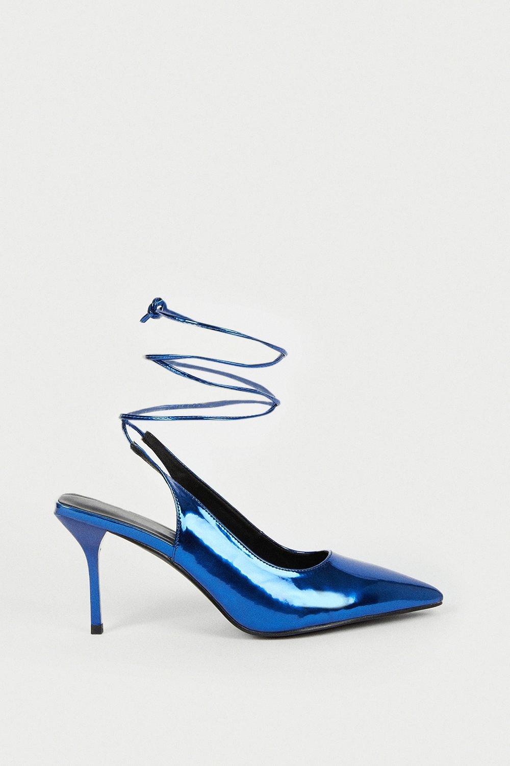 Womens Strappy Pointed Heel - blue
