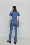 Warehouse Denim Zip Front Belted Flared Jumpsuit thumbnail 3